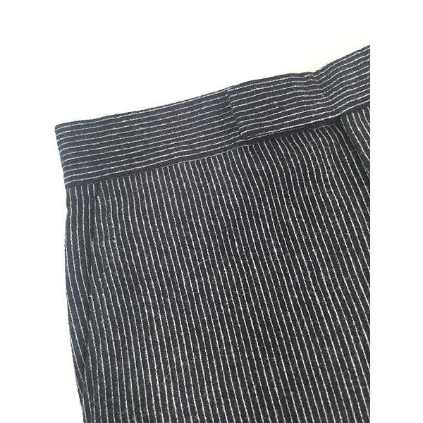 80s ウールスラックス ブラック 黒 古着 vintage ストライプ パンツ 古着 ～90年代 ストライプ柄 スラックスパンツ メンズw34相当