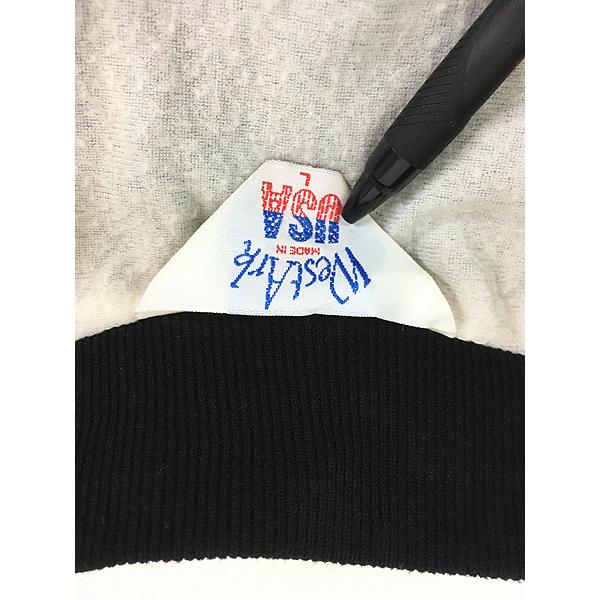 古着 80s USA製 「Century 21」 企業 刺しゅう 光沢 サテン スタジャン