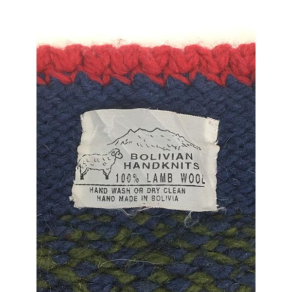 古着 90s ボリビア製 フェニックス ネイティブ パターン ヘビー ウール ニット カーディガン L位 古着 古着 90s ボリビア製 フェニックス ネイティブ パターン ヘビー ウール