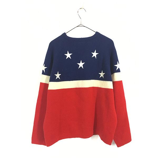 古着 80s Obermeyer USA 星条旗 フラッグ パターン ウール ニット  
