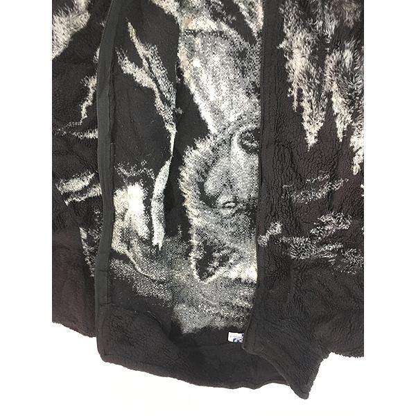 古着 90s USA製 Art Unlimited オオカミ ウルフ 総柄 ジップアップ