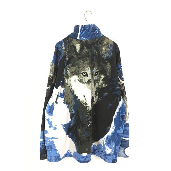 古着 オオカミ ウルフ 総柄 フリース ジャケット L : 古着屋ドラセナ