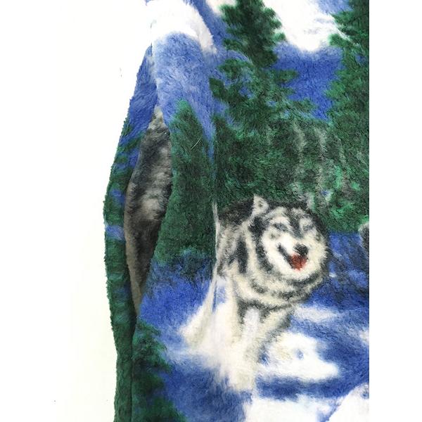 古着 オオカミ ウルフ 雪山 フーディー ショート ガウン ジャケット XL