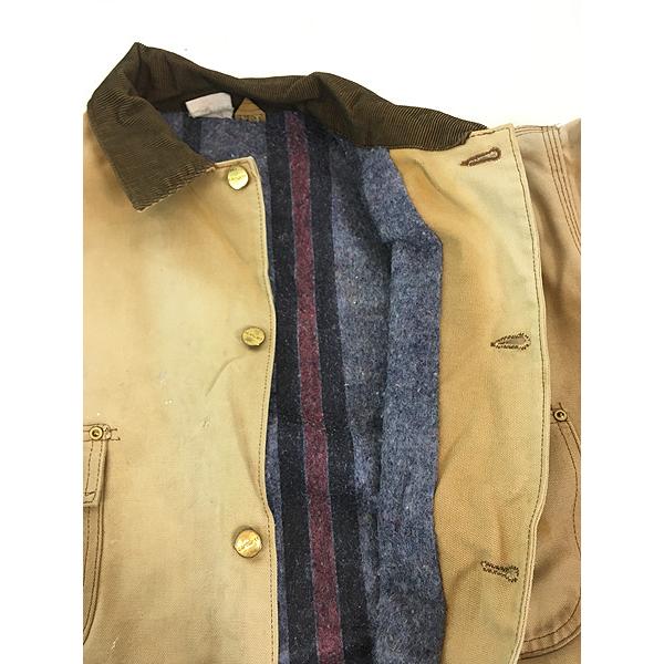 古着 90s USA製 Carhartt 裏地 ストライプ ブランケット ブラウン