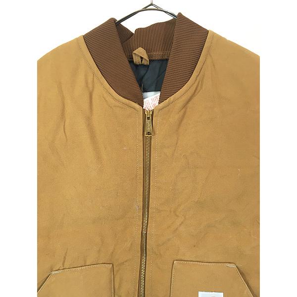古着 80s USA製 Carhartt ブラウン ダック 首リブ パデット ベスト XXL