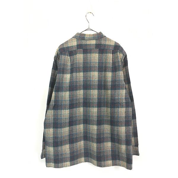 古着 70s USA製 Pendleton ブルー チェック 開襟 ボックス ウール