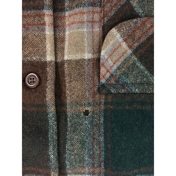 古着 70s USA製 Pendleton 好配色 チェック 開襟 ボックス ウール
