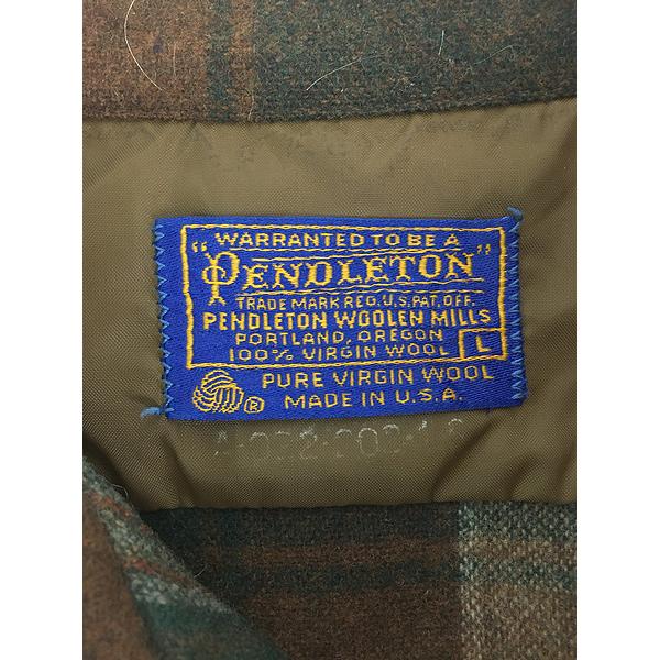 古着 70s USA製 Pendleton 好配色 チェック 開襟 ボックス ウール