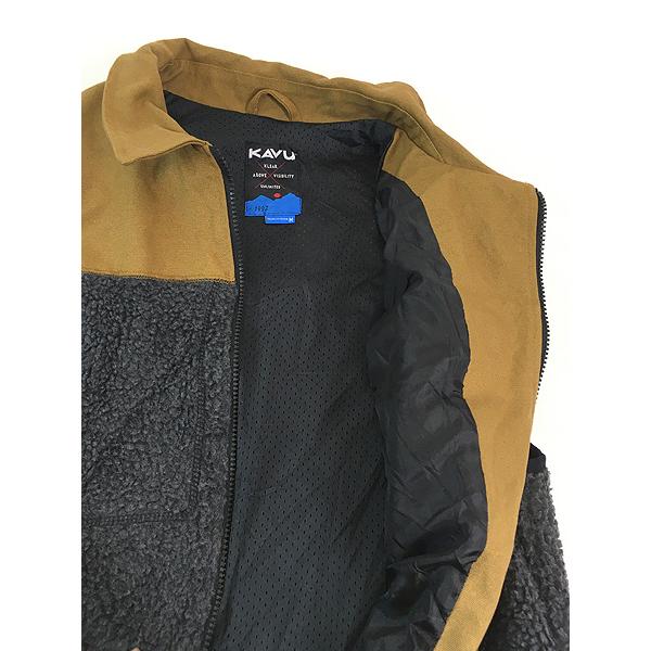 古着 KAVU コットン キャンバス × ボア フリース バイカラー ベスト M 