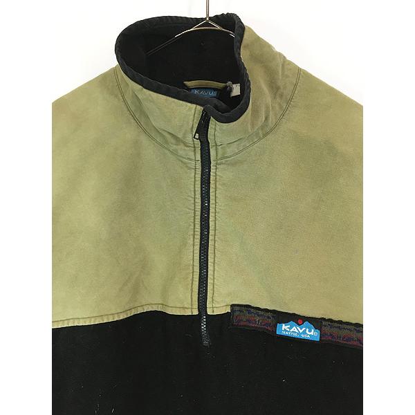 古着 KAVU コットン キャンバス × フリース バイカラー ジャケット L