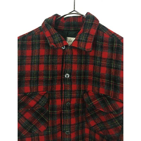 古着 60s 日本製 Penney's Towncraft レッド チェック 開襟 ウール