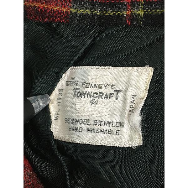 古着 60s 日本製 Penney's Towncraft レッド チェック 開襟 ウール
