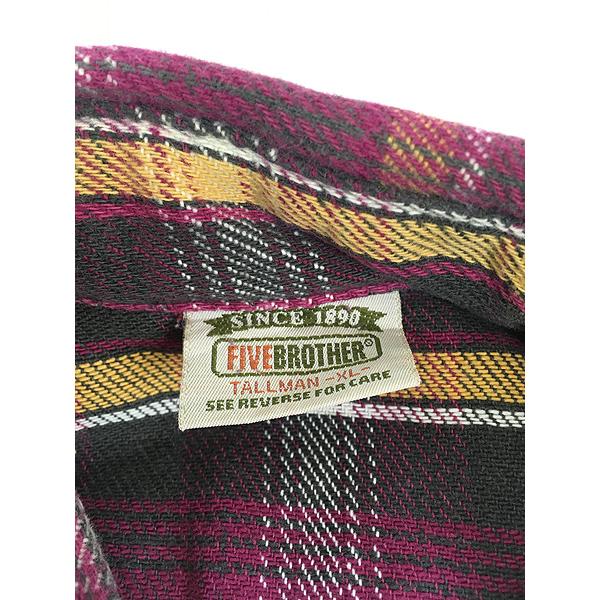 古着 90s FIVE BROTHER Tallman レア!! ブラック × パープル チェック 