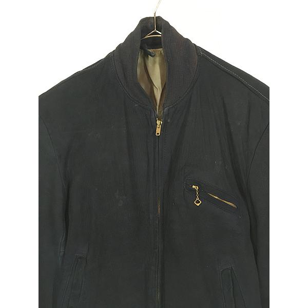 古着 50-60s TALON&STARジップ 本革 ネイビー ヌバック レザー