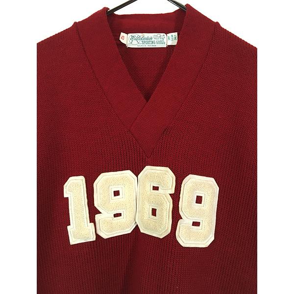 古着 60s Baldwin's 「1969」 レタード Vネック ローゲージ ウール