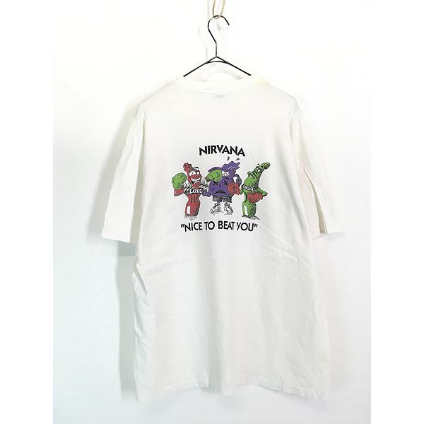 NIRVANA 古着　Tシャツ 古着 80s USA製 Squeezit 「NIRVANA」 パロディ カラフル ドリンク