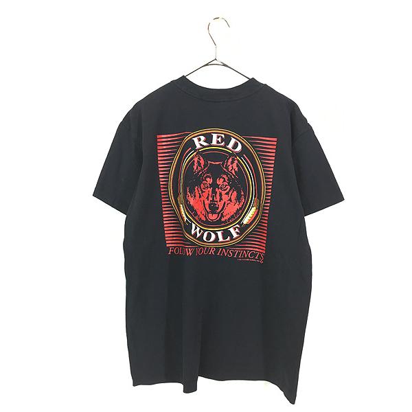 古着 90s USA製 Budweiser RED WOLF オオカミ ウルフ 両面 古着 90s USA製 Budweiser RED WOLF オオカミ ウルフ 両面