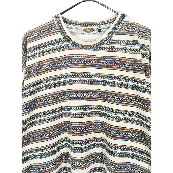 90s Old Quick silver border ネイティブ　サーフ 古着 90s Quik Silver 波 ロゴ マルチ ボーダー オールド サーフ T