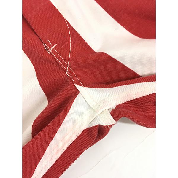 古着 70s BIG SMITH 赤白 太ピッチ ワイド ストライプ コットンツイル