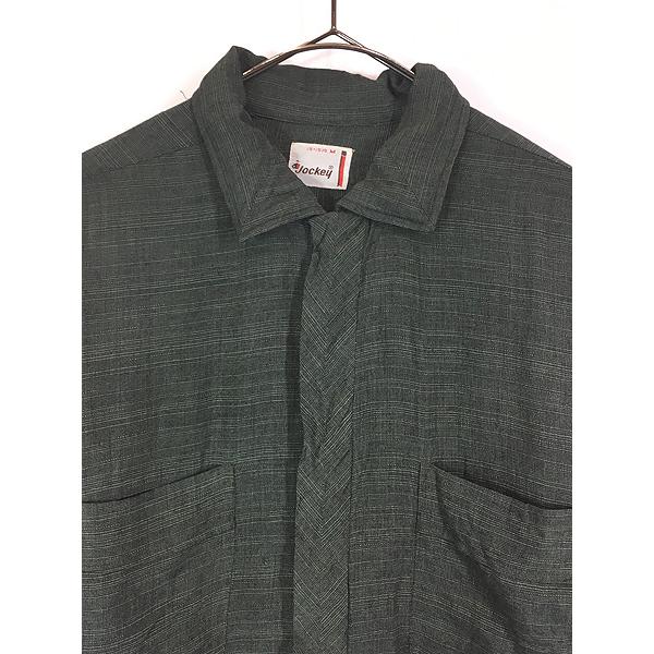 古着 60s Jockey 比翼 & 開襟 デザイン レーヨン ボックス シャツ