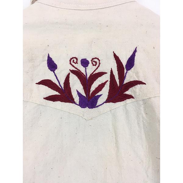 古着 70s エクアドル製 LAMA LINE 花 フラワー 4ポケット ボックス