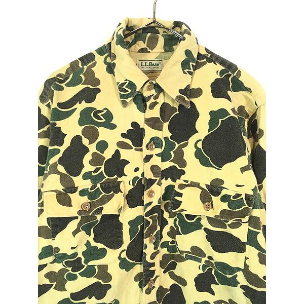 古着 80s USA製 LL Bean ダックハンター カモ 迷彩 フランネル シャツ
