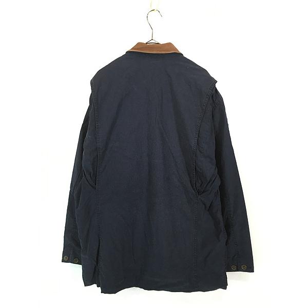 古着 90s BANANA REPUBLIC 本革 レザー襟 コットン キャンバス 