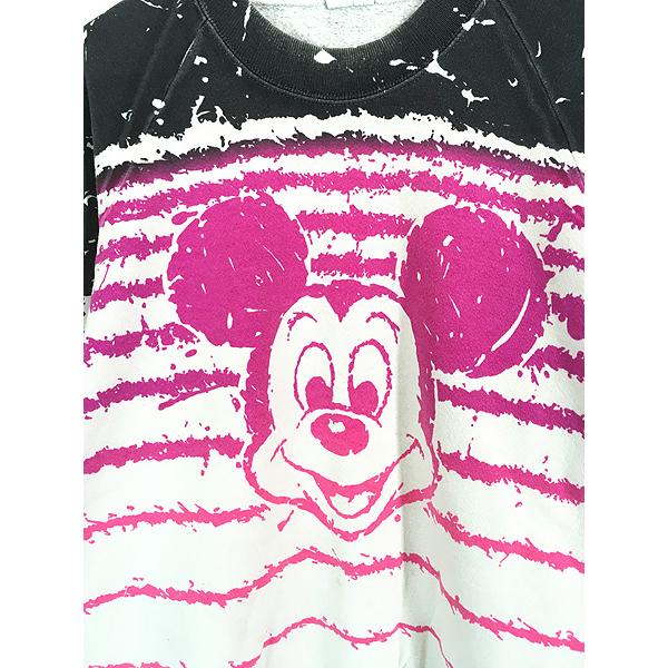 古着 80s USA製 Disney グラデーション ボーダー ミッキー 両面