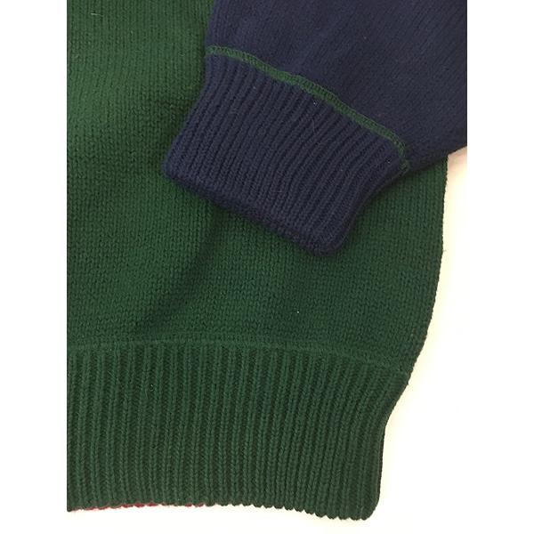 90s〜Eddie Bauer 前V コットンニットセーター クルーネック XL 古着 90s Eddie Bauer クレイジー パターン 前V ローゲージ コットン