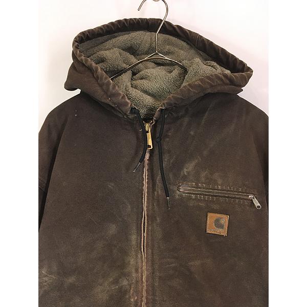 古着 Carhartt 裏ボア ダークブラウン ダック デトロイト ジャケット 