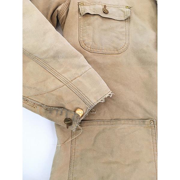 古着 80s Carhartt 裏地 ストライプ ブランケット ブラウン ダック