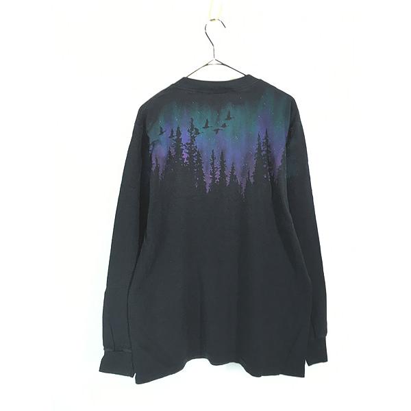 古着 90s USA製 オオカミ ウルフ アニマル 長袖 Tシャツ ロンT L