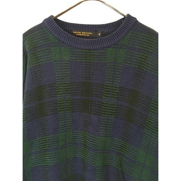 古着 90s Brooks Brothers グリーン チェック ローゲージ コットン 