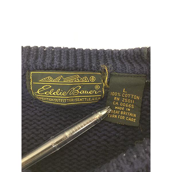 古着 90s Eddie Bauer 3tone ワイド ボーダー ローゲージ コットン