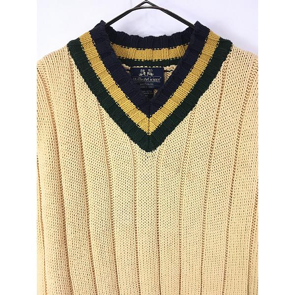 古着 90s Willis&Geiger Vネック ボーダー チルデン スクール