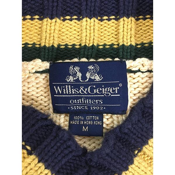 古着 90s Willis&Geiger Vネック ボーダー チルデン スクール 