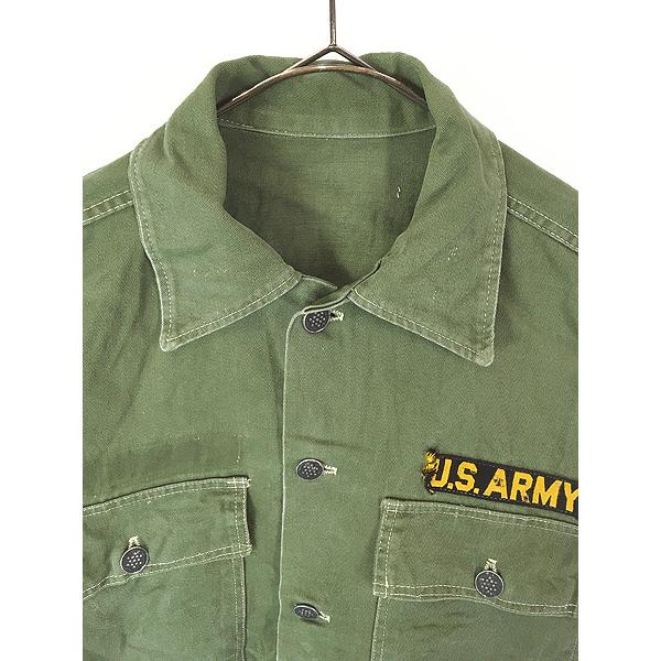 古着 50s 米軍 US ARMY 13スター ボタン 100% コットン サテン ミリタリー ユーティリティー ファティーグ シャツ L位?A 古着 50s 米軍 US ARMY 13スター ボタン 100% コットン サテン