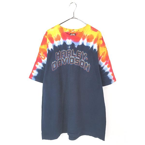 古着 00s USA製 HARLEY DAVIDSON バー&シールド タイダイ Tシャツ XL 
