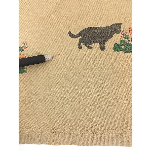 古着 90s USA製 rel e vant products 猫 ネコちゃん フラワー アート T