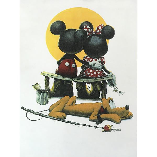 古着 90s USA製 Disney ミッキー ミニー プルート 「サンセット