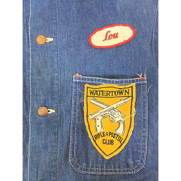 古着 60-70s 豪華 3段 チェーン ステッチ 濃紺 ブルー デニム ワーク