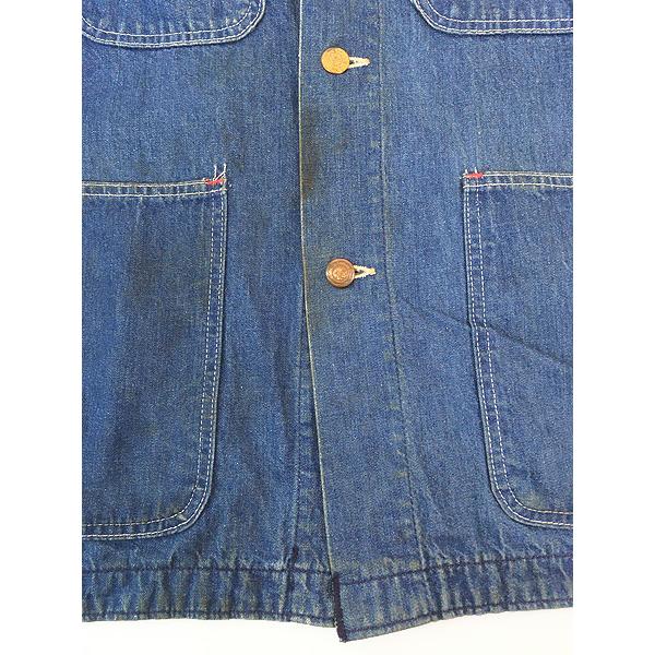 古着 60-70s 豪華 3段 チェーン ステッチ 濃紺 ブルー デニム ワーク
