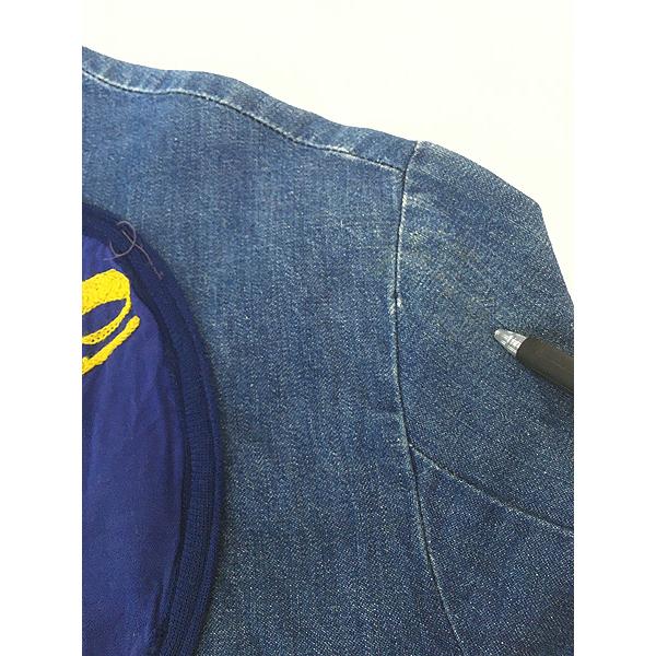 古着 60-70s 豪華 3段 チェーン ステッチ 濃紺 ブルー デニム ワーク