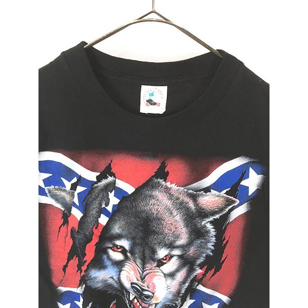 古着 90s アメリカ 南軍旗 サザンクロス レベルフラッグ オオカミ