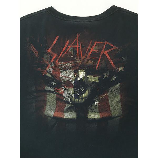 古着 00s SLAYER フラッグ スカル スラッシュ メタル ロック バンド T