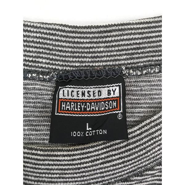古着 90s USA製 HARLEY DAVIDSON ボーダー イーグル Tシャツ L : 古着