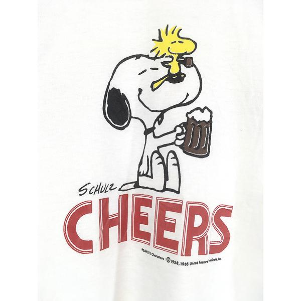 古着 80s USA製 Snoopy スヌーピー 「CHEERS」 フットボール Tシャツ 7