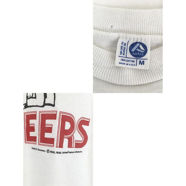 古着 80s USA製 Snoopy スヌーピー 「CHEERS」 フットボール Tシャツ 7