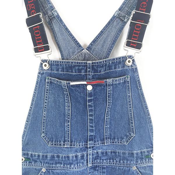 古着 90s TOMMY JEANS フラッグ ロゴ パッチ デニム オーバーオール M