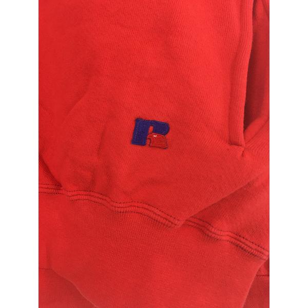 古着 90s USA製 Russell High Cotton ワンポイント ハーフボタン ヘビーウェイト スウェット パーカー レッド XL 古着 古着 90s USA製 Russell High Cotton ワンポイント ハーフボタン